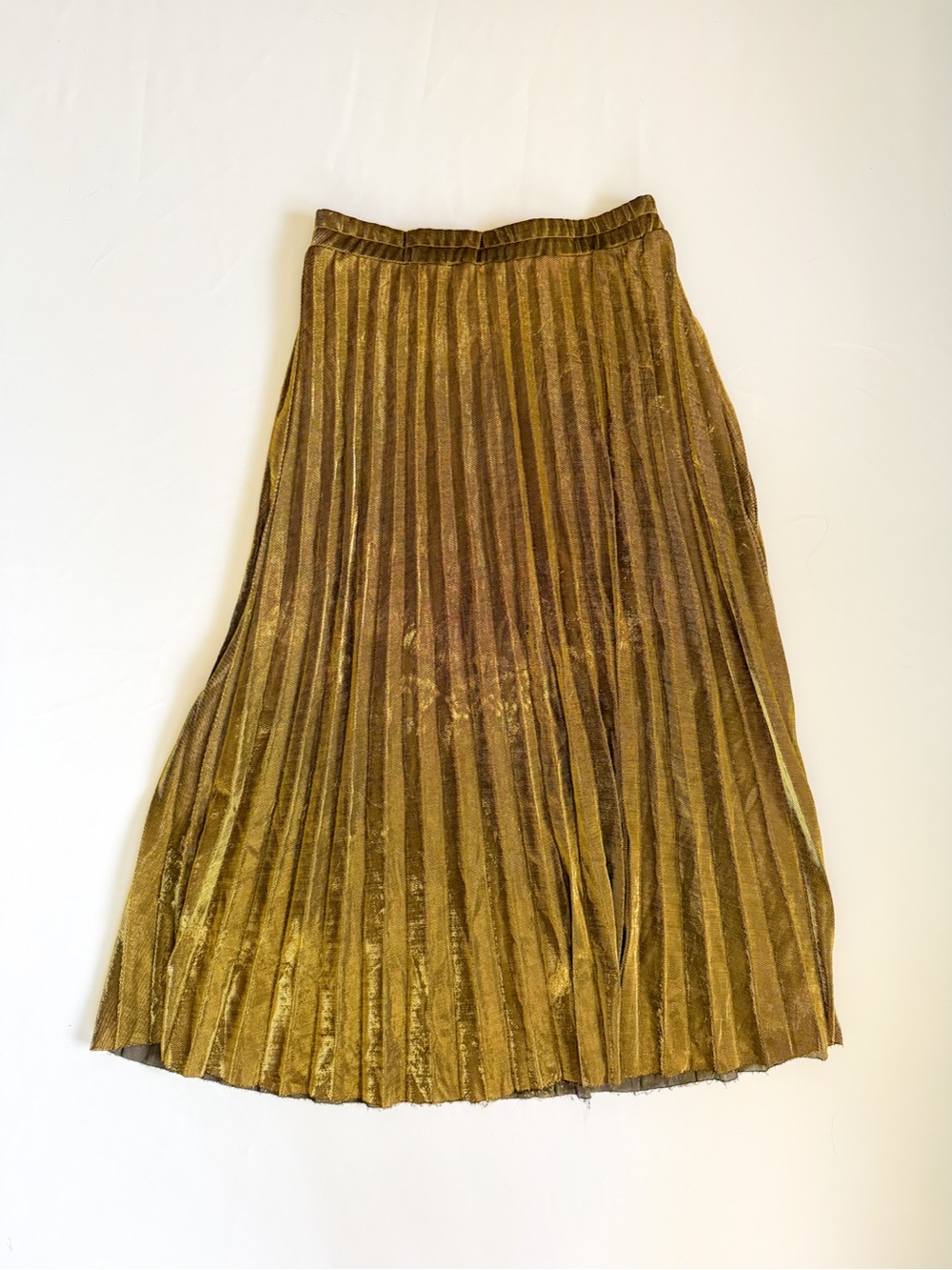 Pleated Metallic Gold Skirt